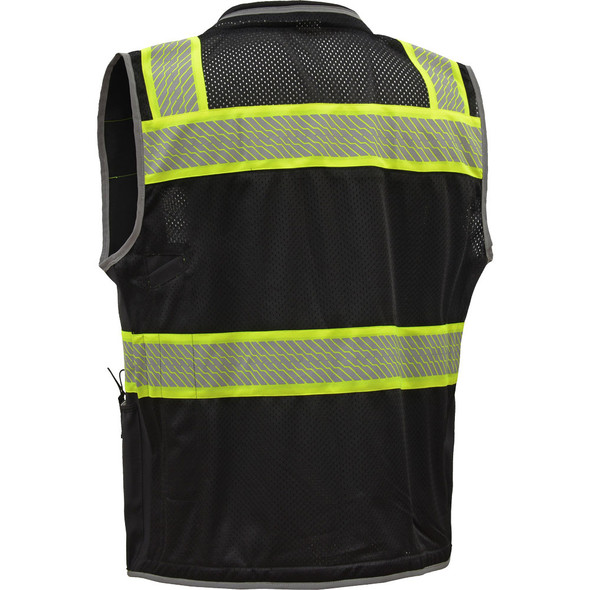 GSS Enhanced Visibility Black Premium ONYX Surveyors Vest with Segmented Tape 1513 Back